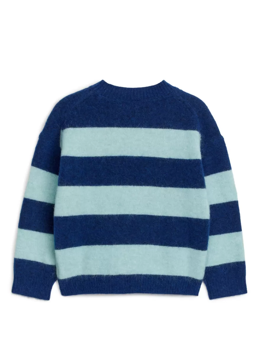 Cheap ARKET Striped Wool-Alpaca Blend Jumper Blue/Mint