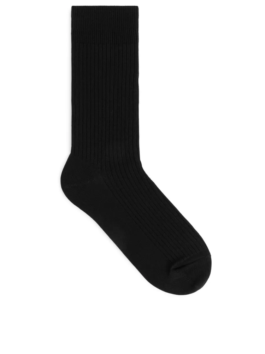 Outlet ARKET Supima Cotton Rib Socks Black