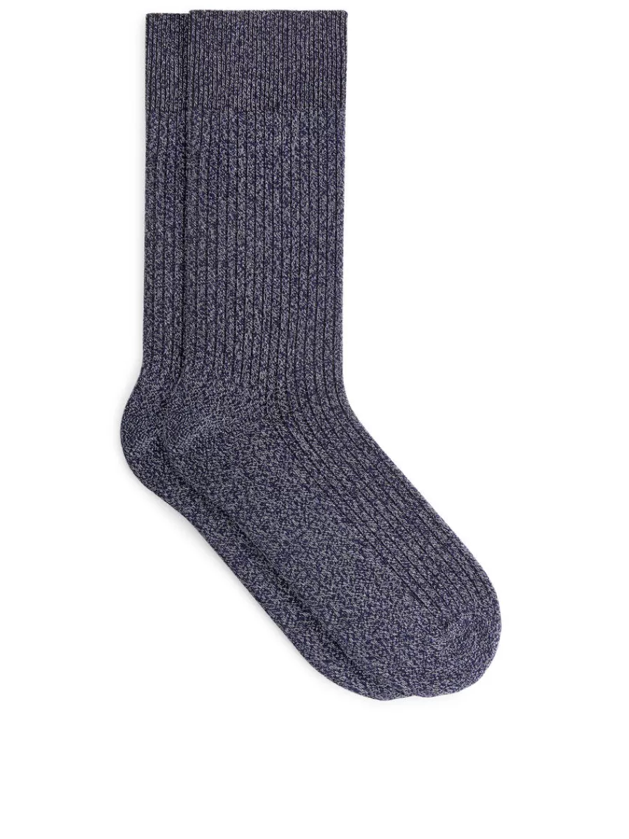 Sale ARKET Supima Cotton Rib Socks Blue