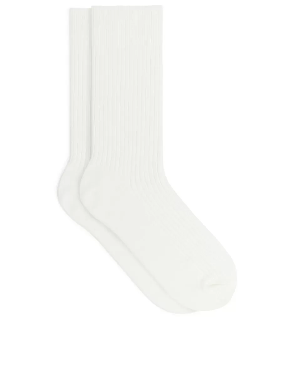 Discount ARKET Supima Cotton Rib Socks White