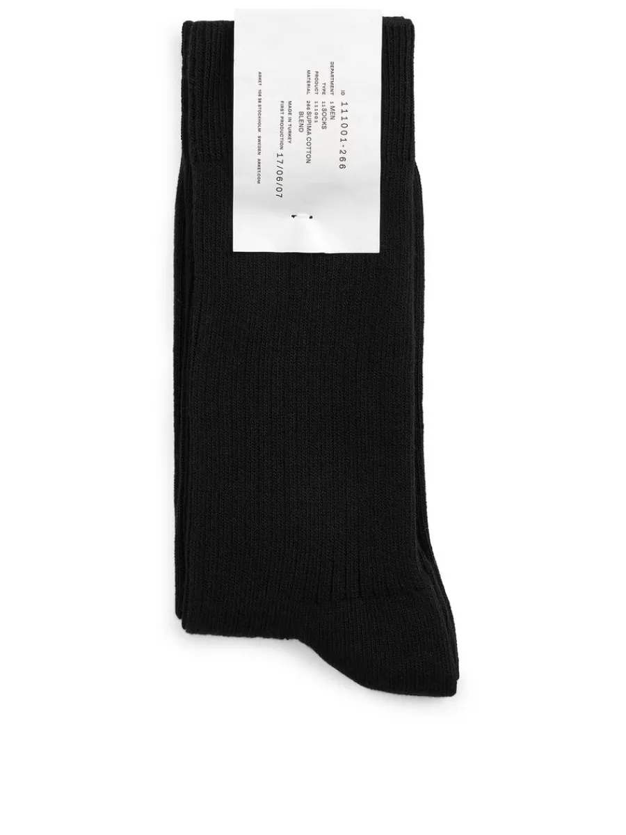Outlet ARKET Supima Cotton Rib Socks Black
