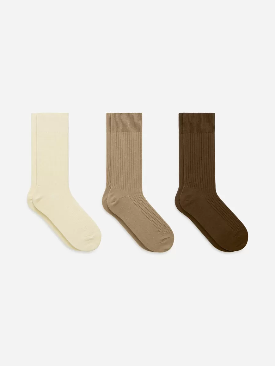 Outlet ARKET Supima Cotton Rib Socks Set Of 3 Pairs Beige