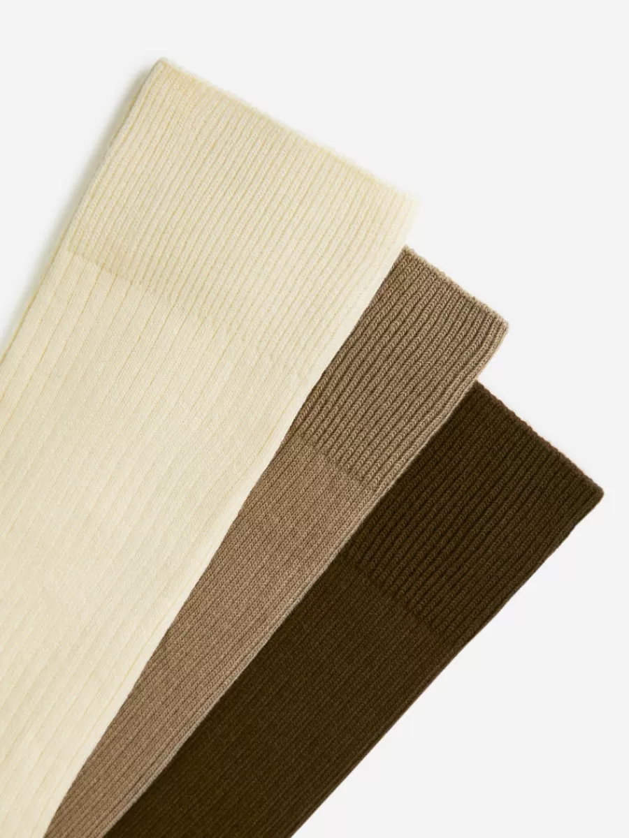 Outlet ARKET Supima Cotton Rib Socks Set Of 3 Pairs Beige