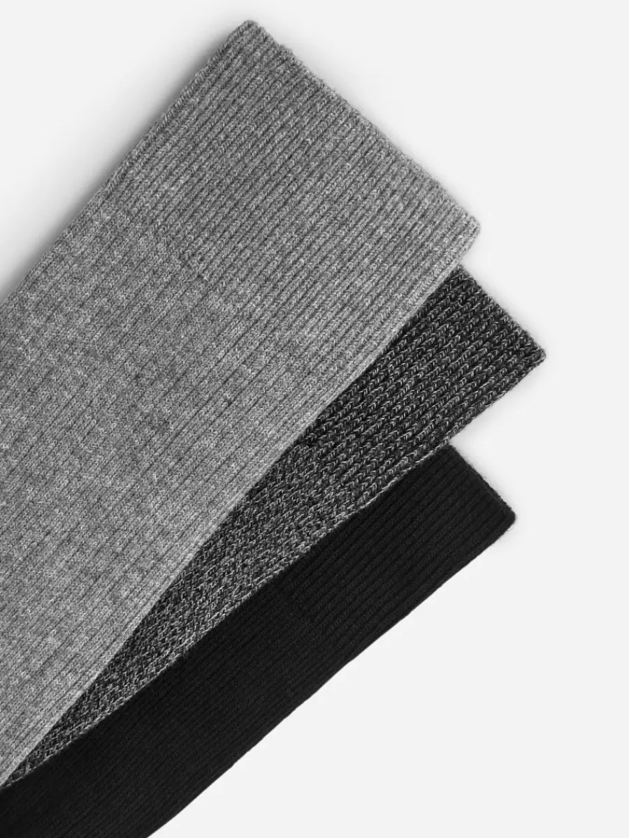 Online ARKET Supima Cotton Rib Socks Set Of 3 Pairs Black/Grey