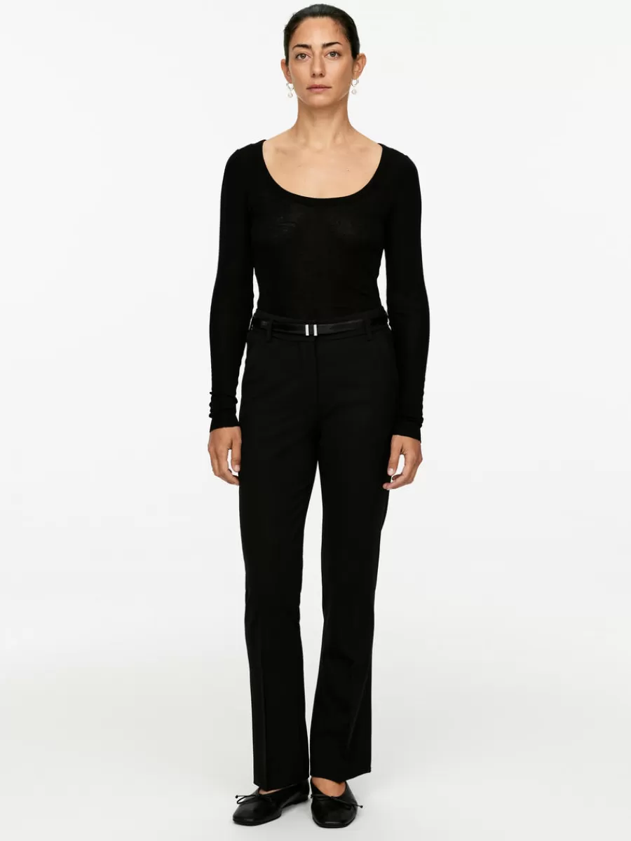 Shop ARKET Tailored Wool-Blend Trousers Black