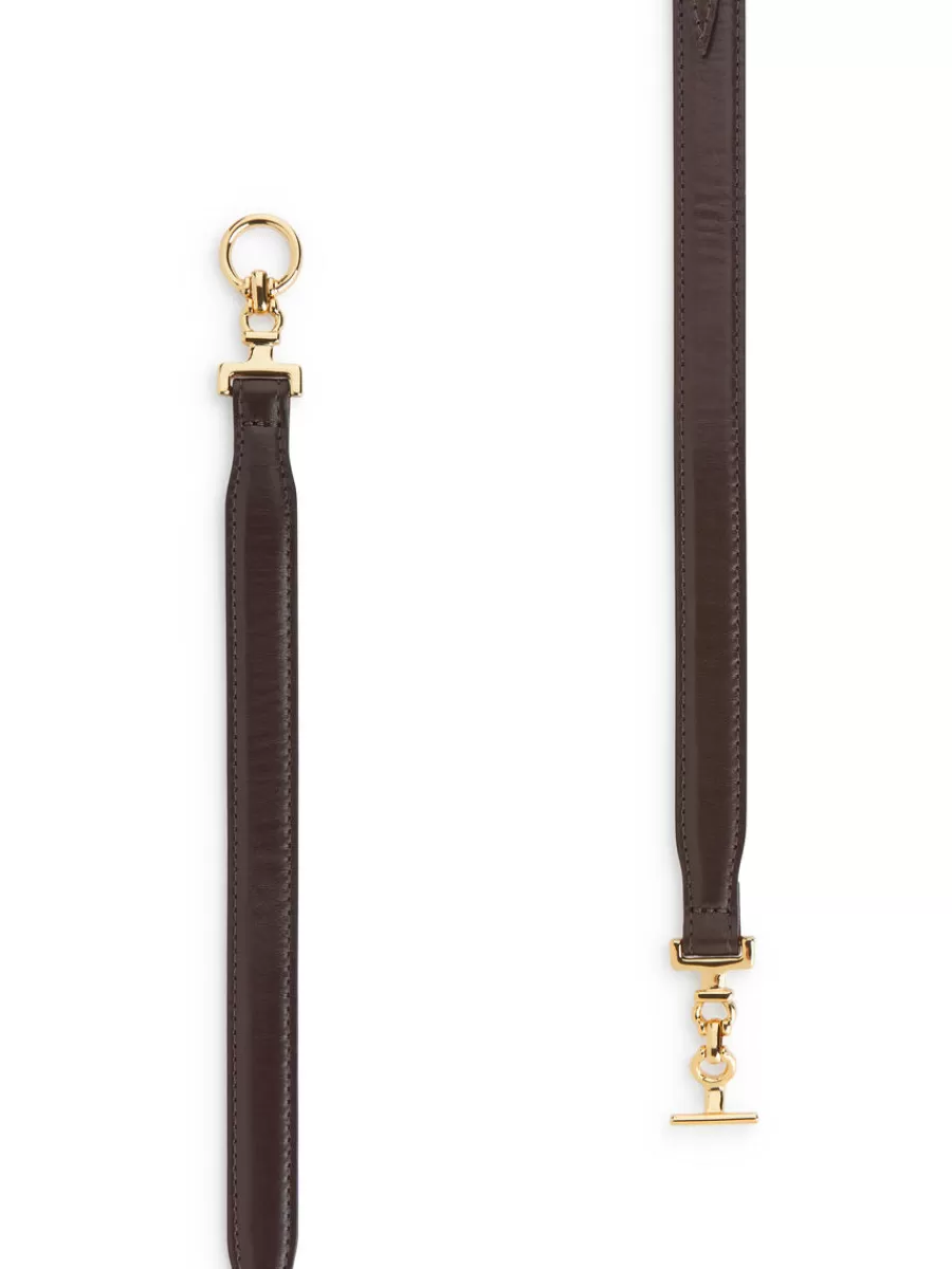 Best ARKET T-Bar Clasp Leather Belt Dark Brown