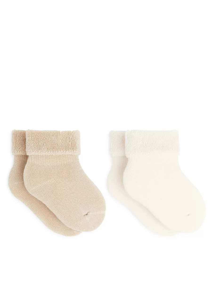Fashion ARKET Terry Baby Socks Beige/White
