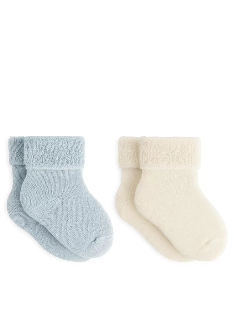 Discount ARKET Terry Baby Socks Dusty Blue/White