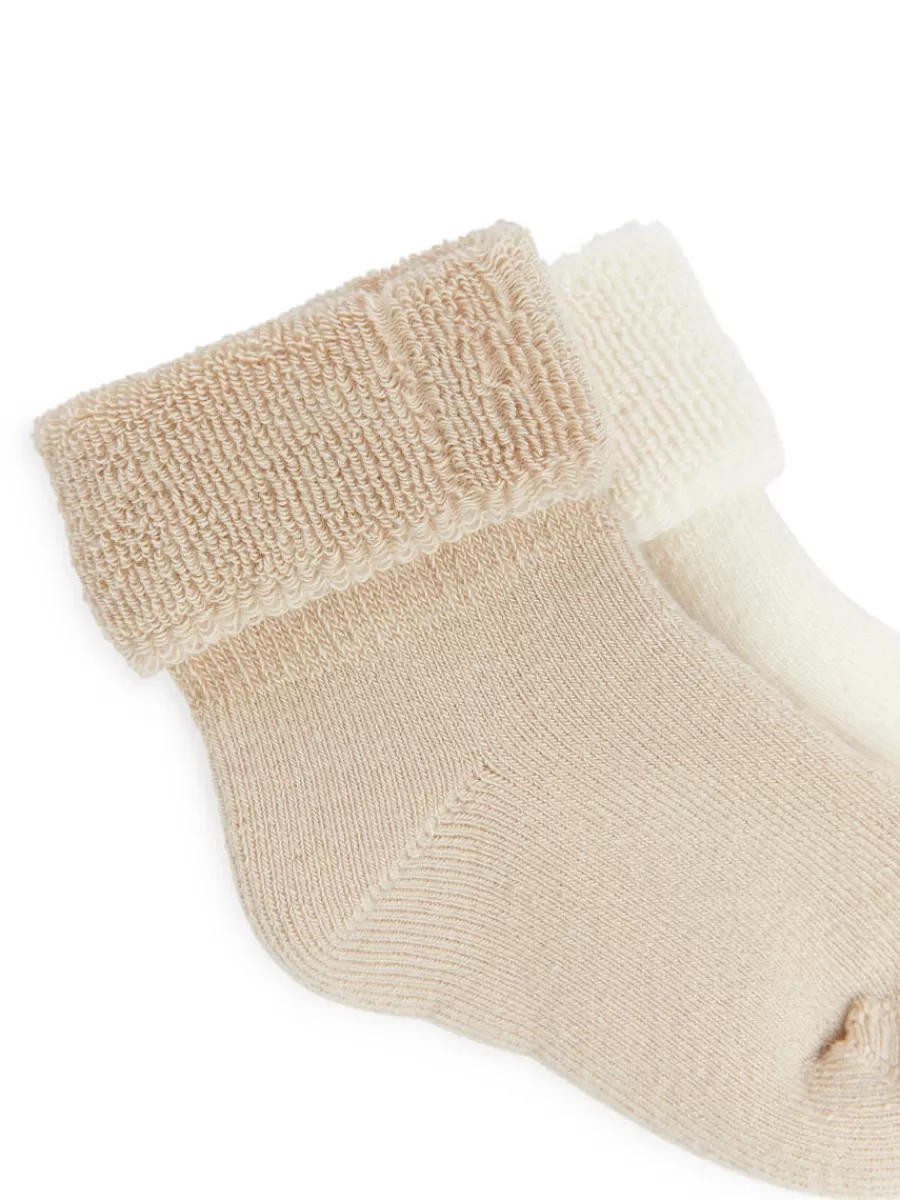 Fashion ARKET Terry Baby Socks Beige/White