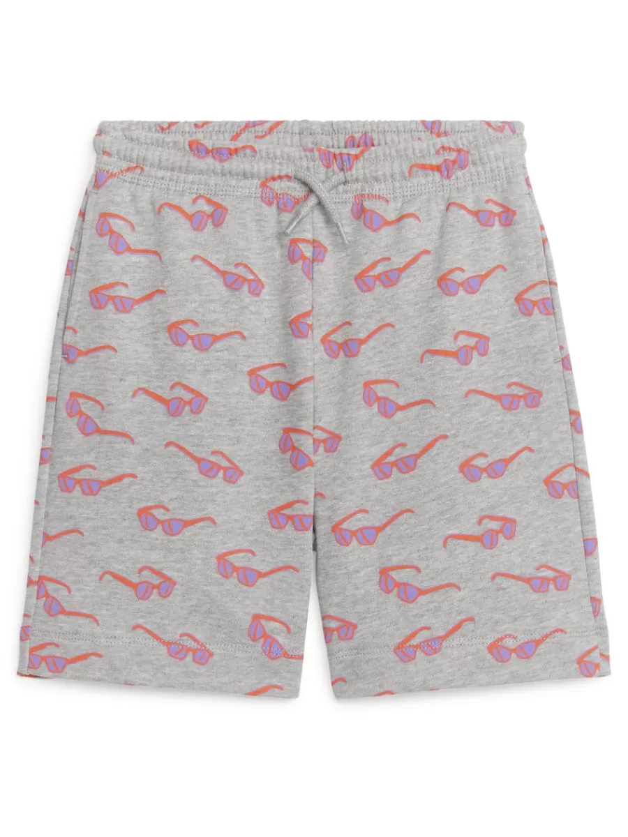 Shop ARKET Terry Shorts Grey/Sunnies Print