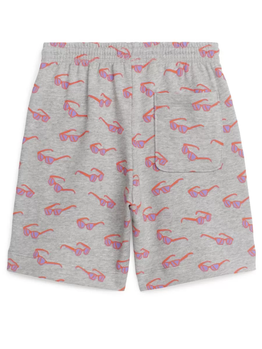 Shop ARKET Terry Shorts Grey/Sunnies Print