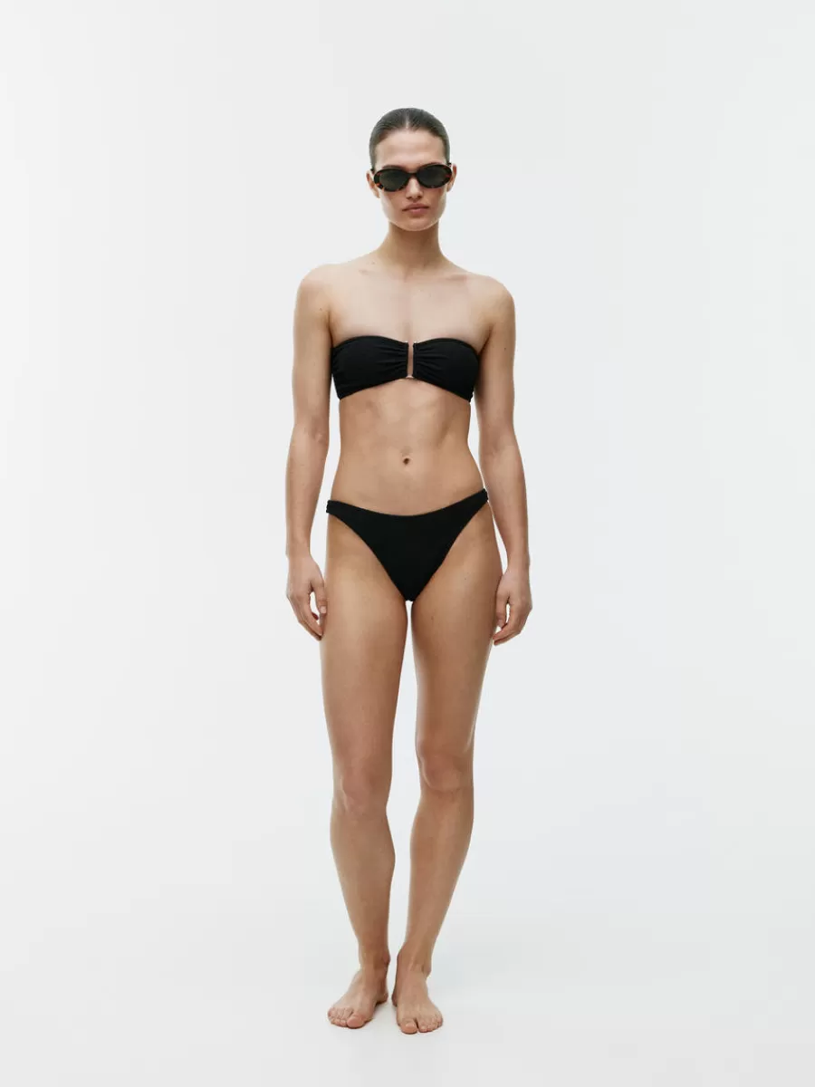 Sale ARKET Textured Bandeau Bikini Top Black