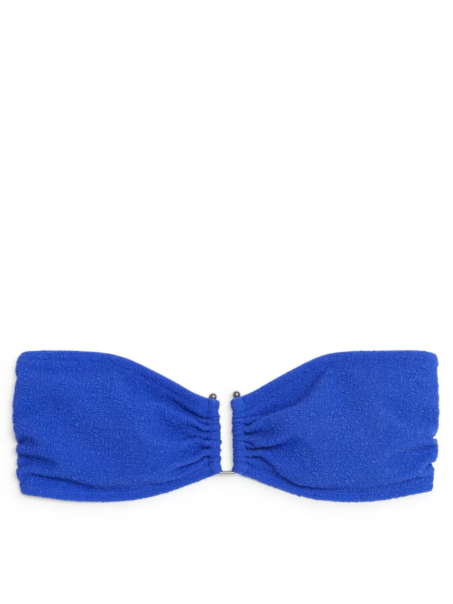 Hot ARKET Textured Bandeau Bikini Top Blue