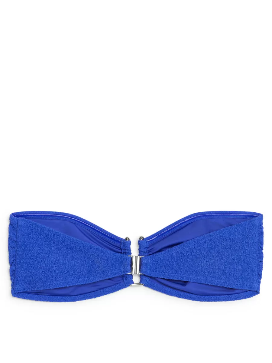 Hot ARKET Textured Bandeau Bikini Top Blue