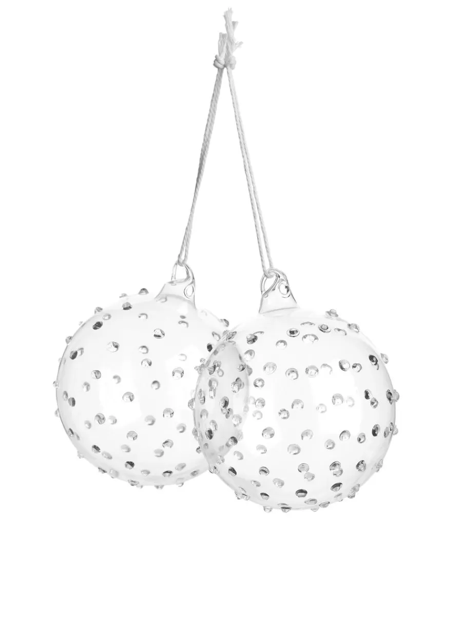 Flash Sale ARKET Textured Glass Baubles Set Of 2 Clear Glass