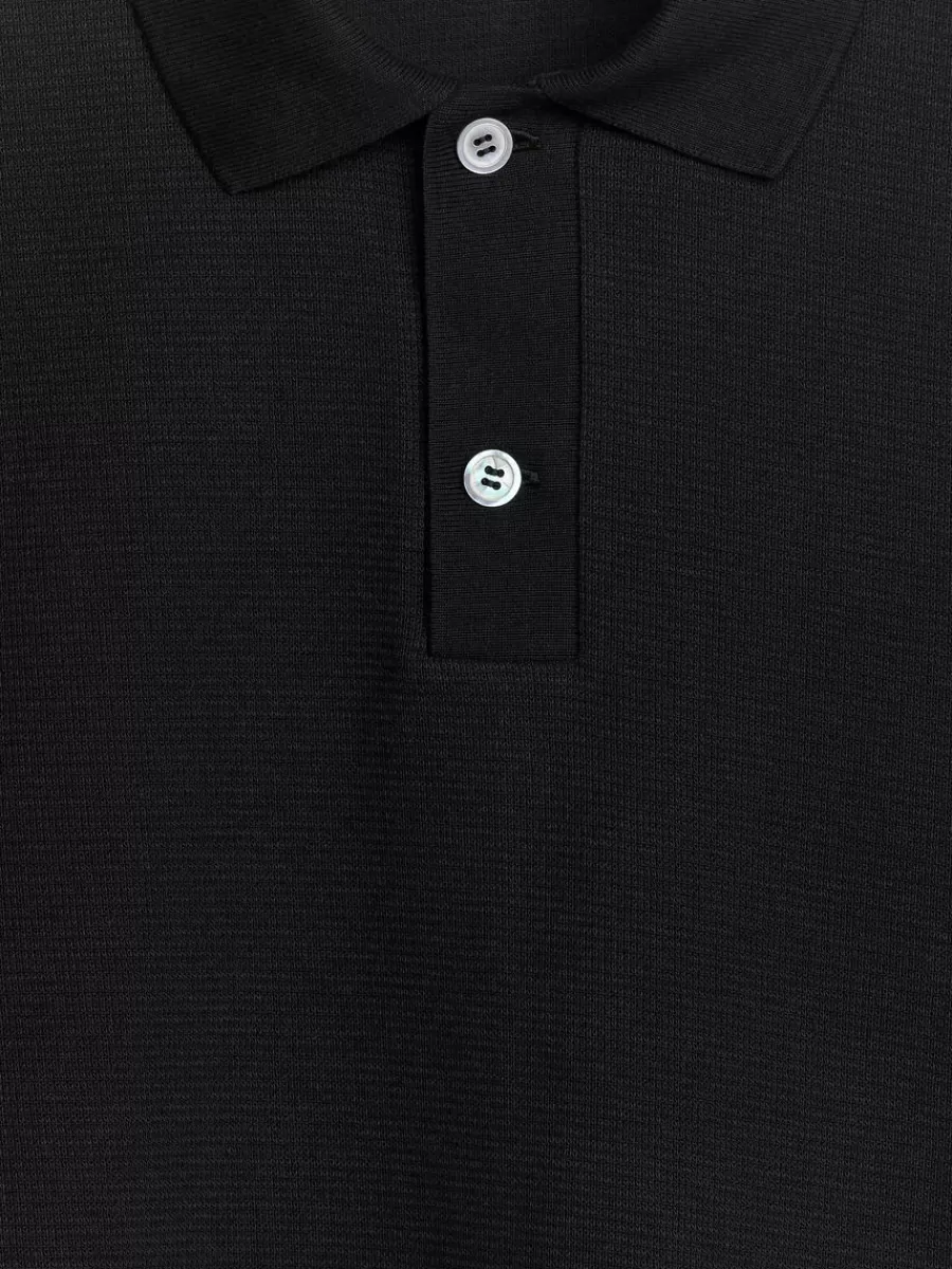 Best Sale ARKET Textured Polo Shirt Black