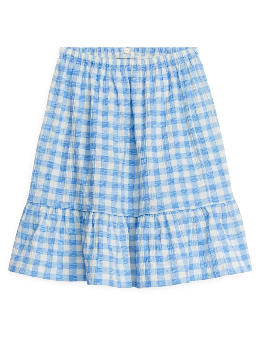 New ARKET Tiered Skirt White/Blue