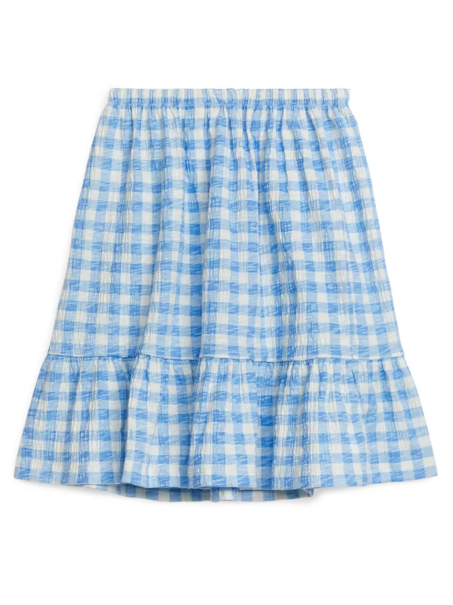 New ARKET Tiered Skirt White/Blue