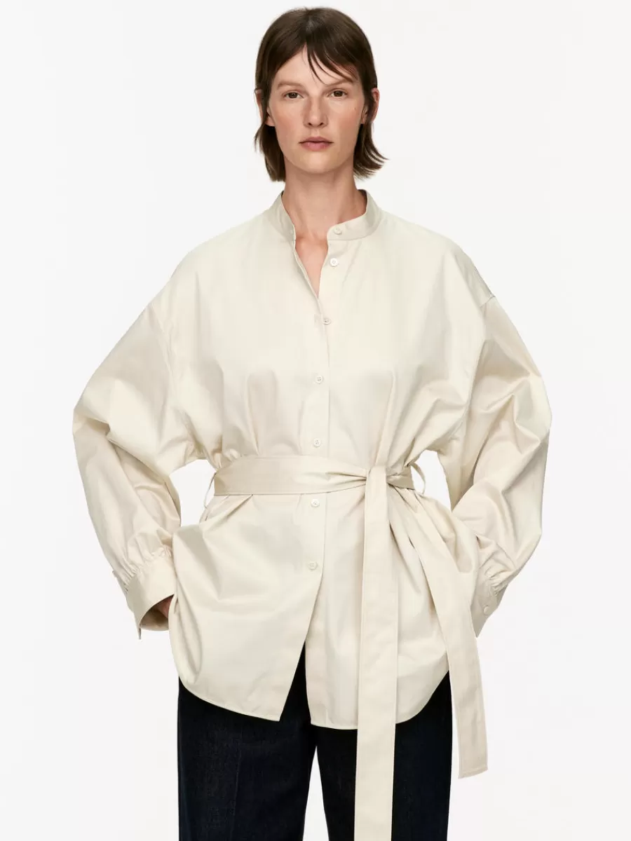 Shop ARKET Tie-Waist Blouse Off White