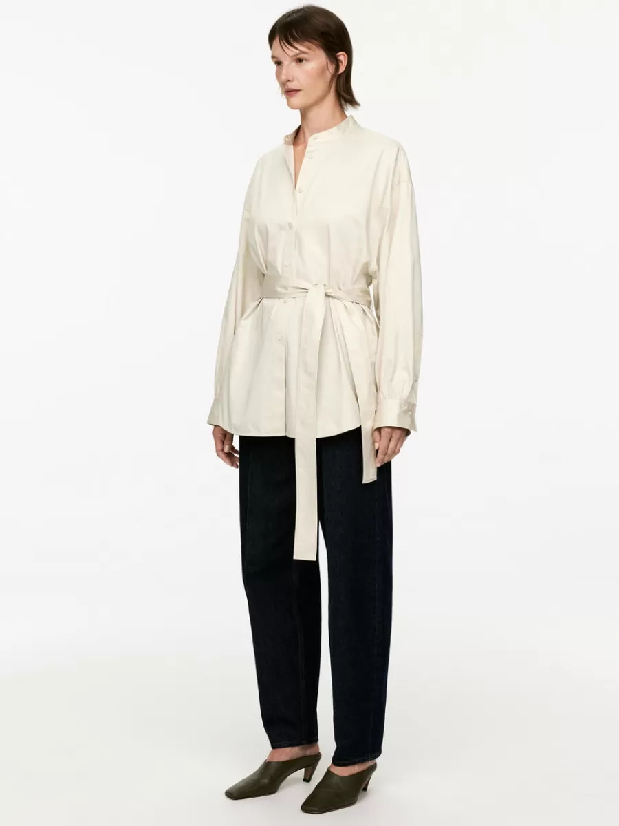 Shop ARKET Tie-Waist Blouse Off White