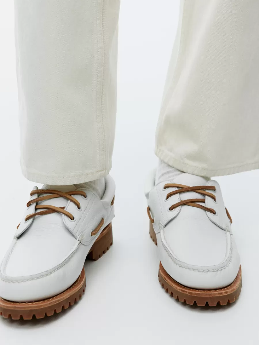Cheap ARKET Timberland 3-Eye Lug Handsewn Boat Shoe White