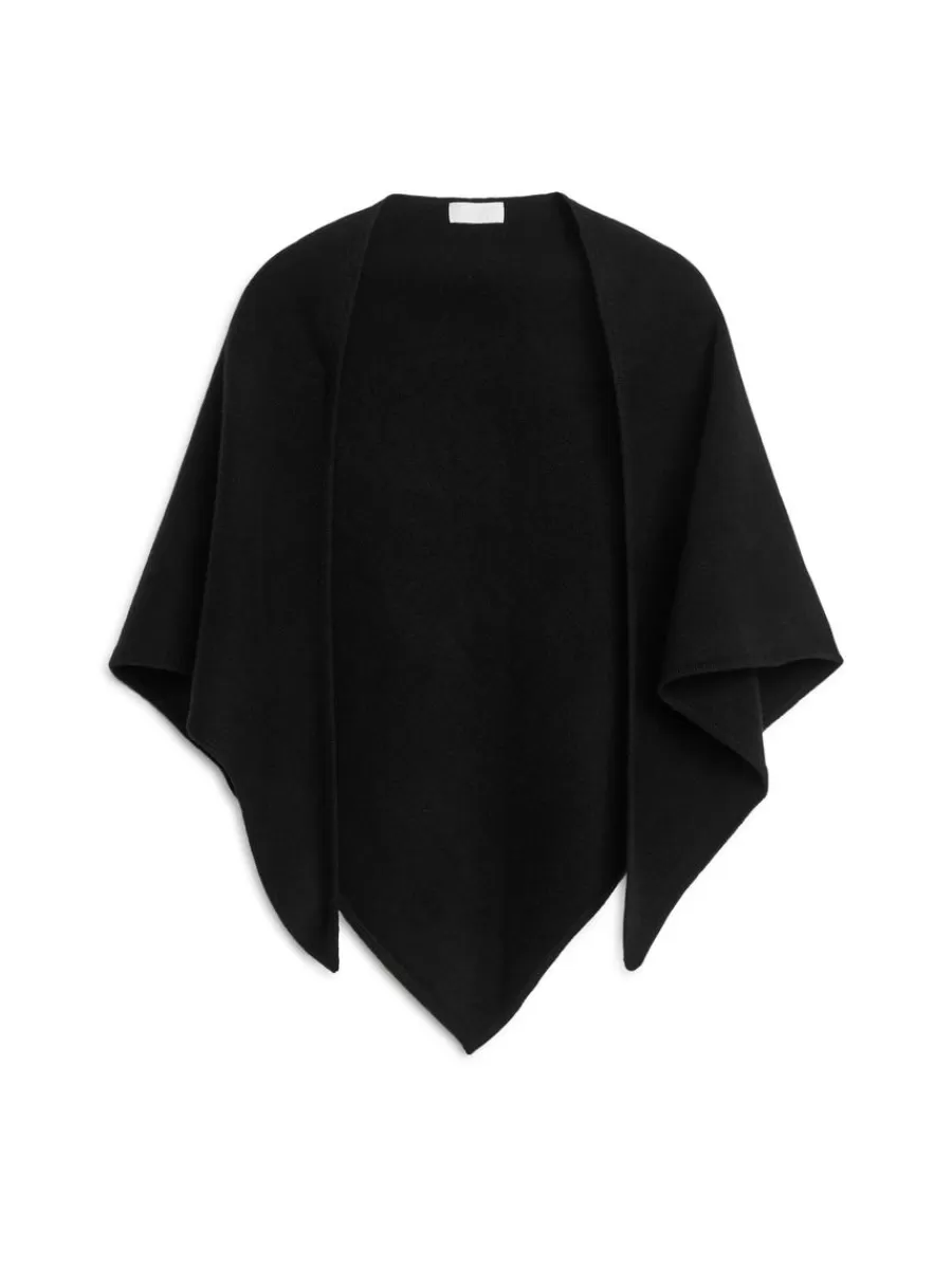 Cheap ARKET Triangle Cashmere-Wool Scarf Black