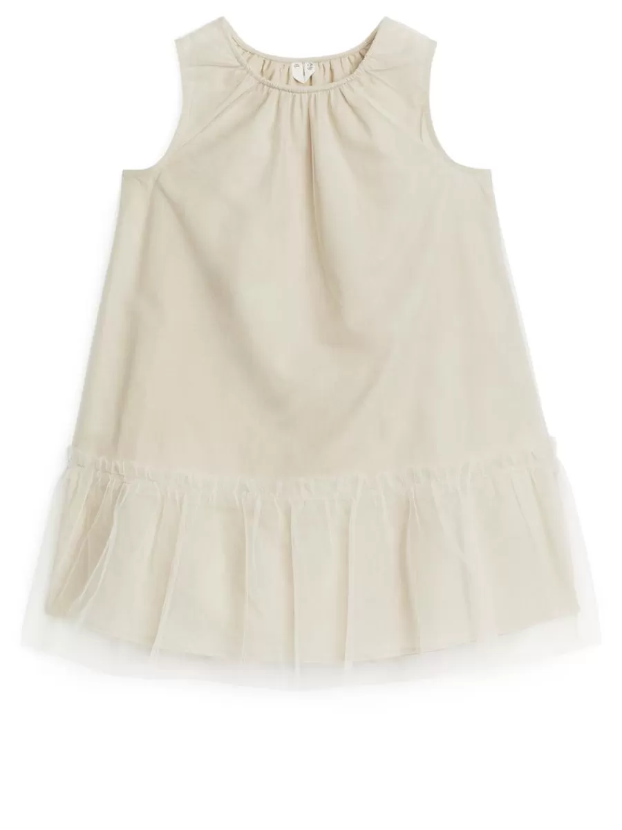 Sale ARKET Tulle Dress Light Beige