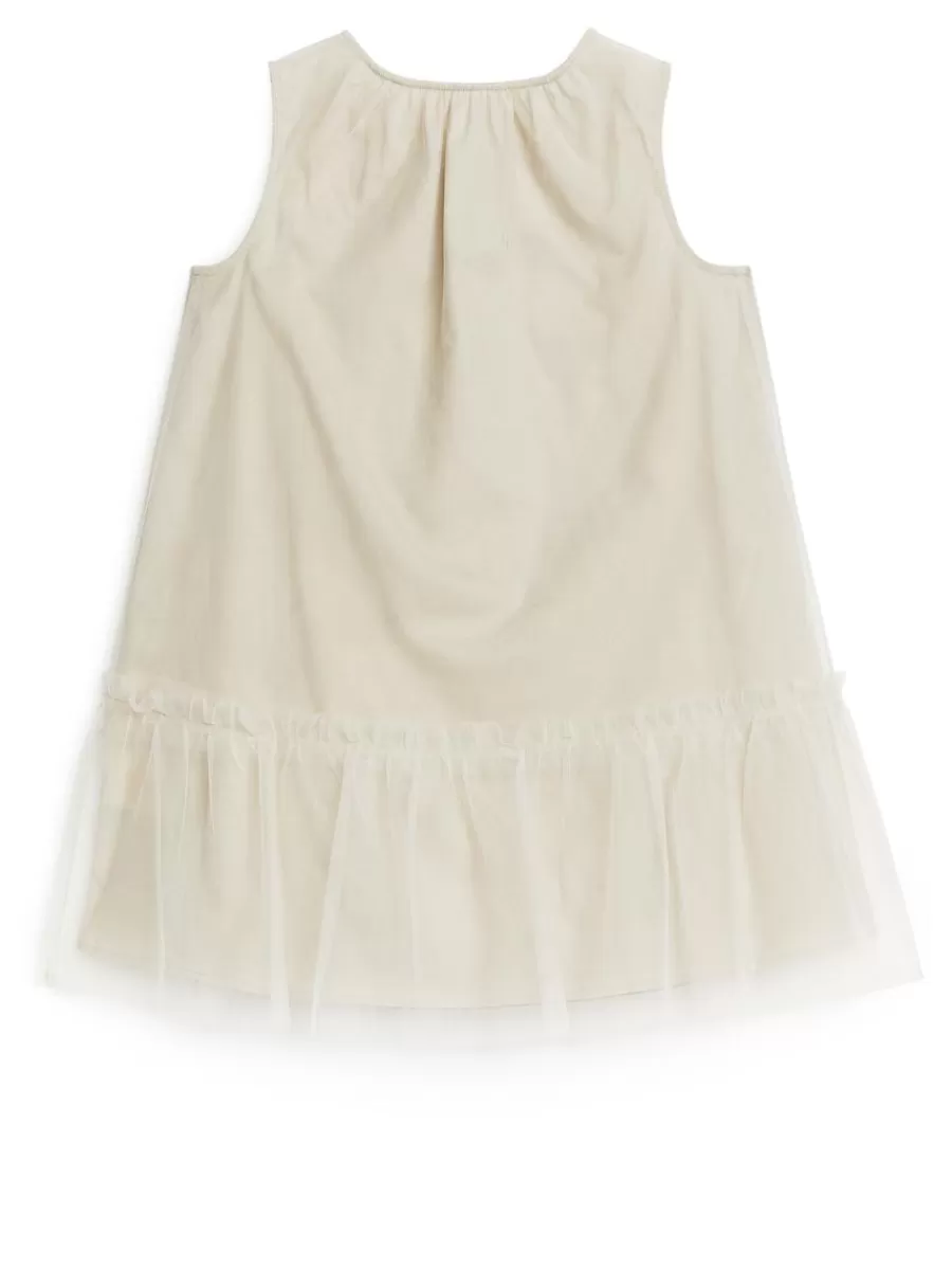 Sale ARKET Tulle Dress Light Beige