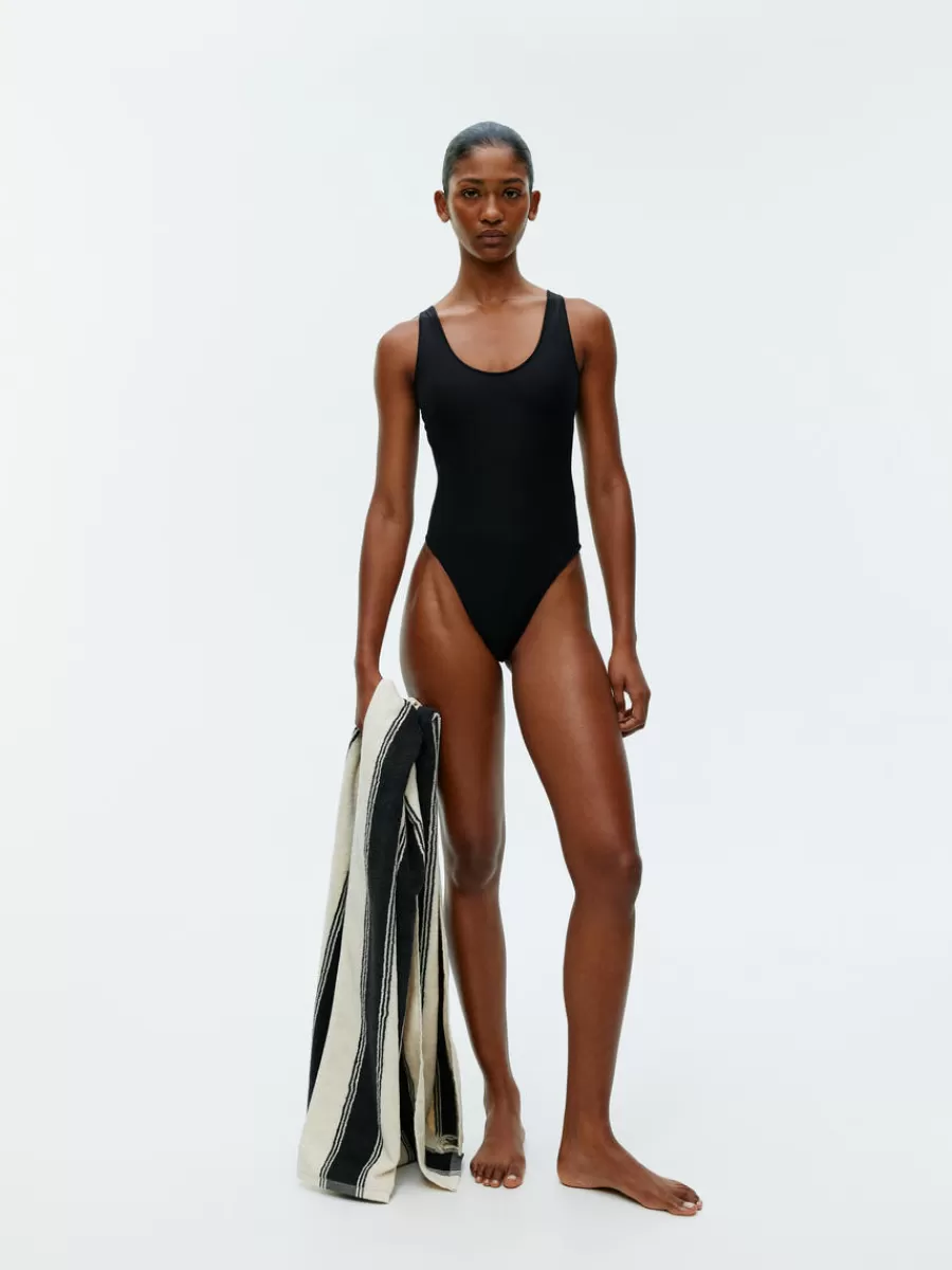 Online ARKET U-Neck Swimsuit Black