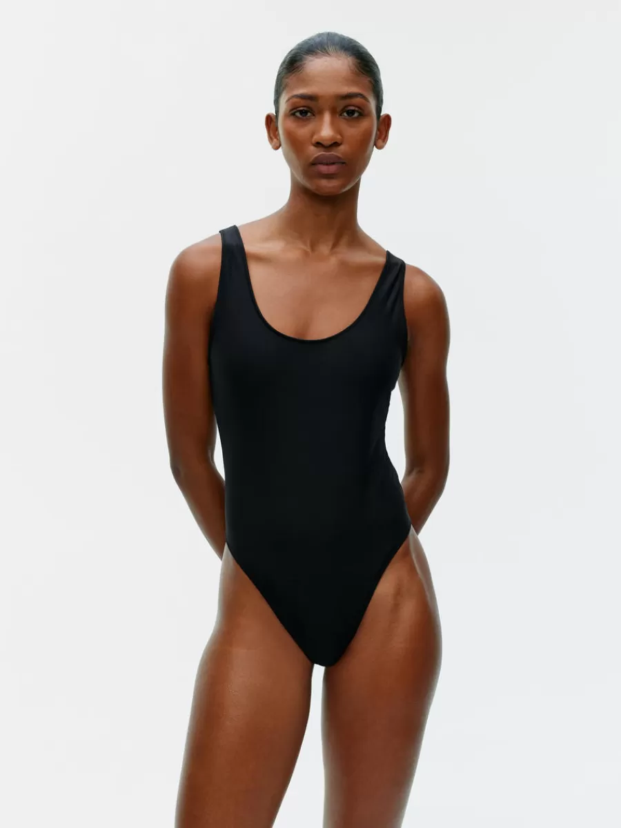 Online ARKET U-Neck Swimsuit Black