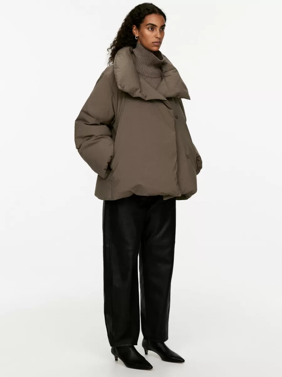 Best ARKET Upcycled Down High-Collar Jacket Dark Mole