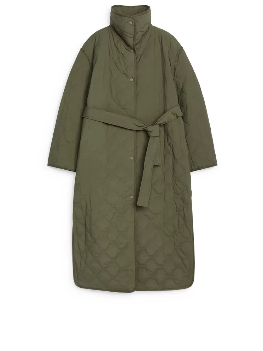 Online ARKET Upcycled Down Liner Coat Khaki Green