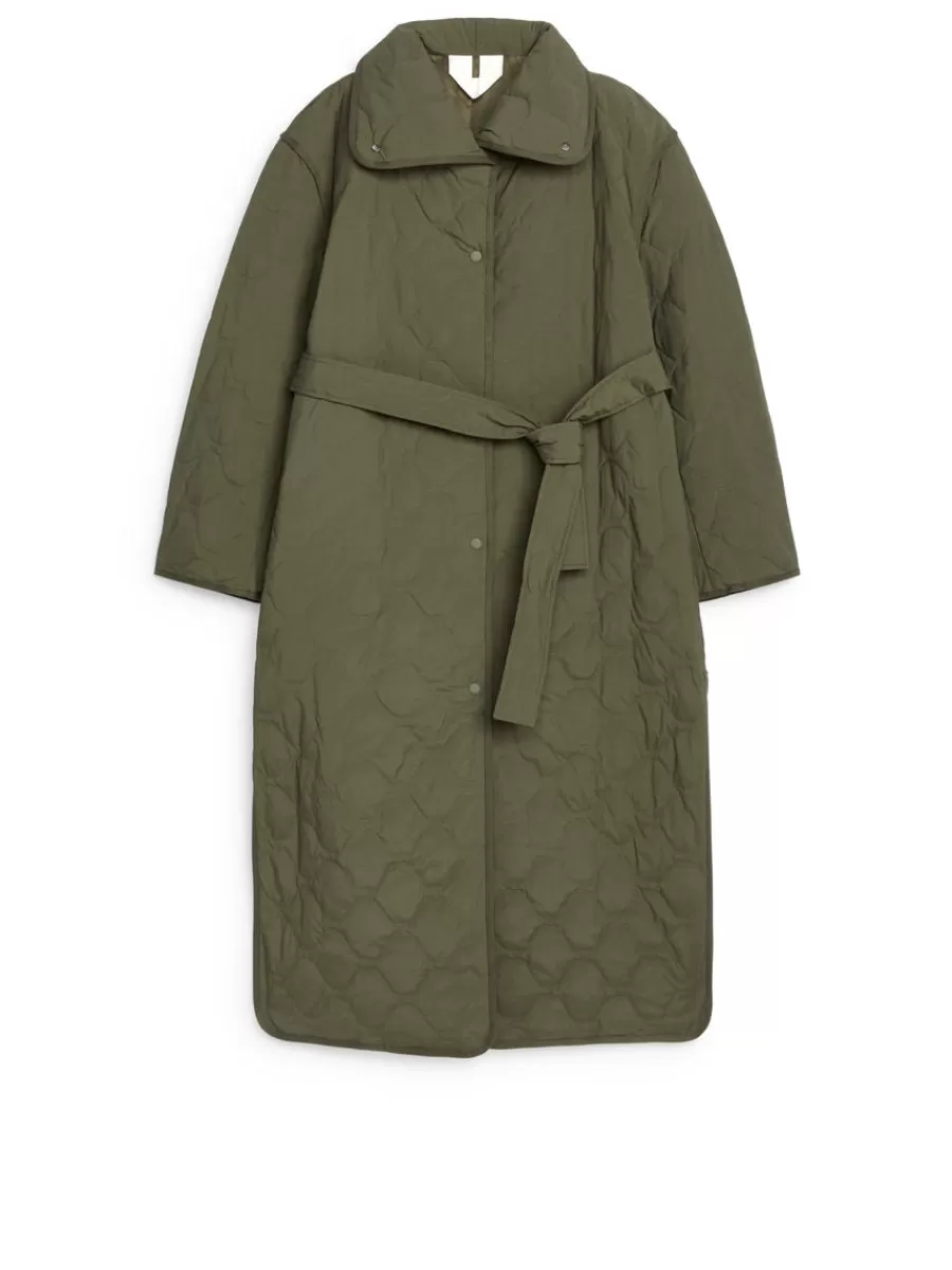 Online ARKET Upcycled Down Liner Coat Khaki Green