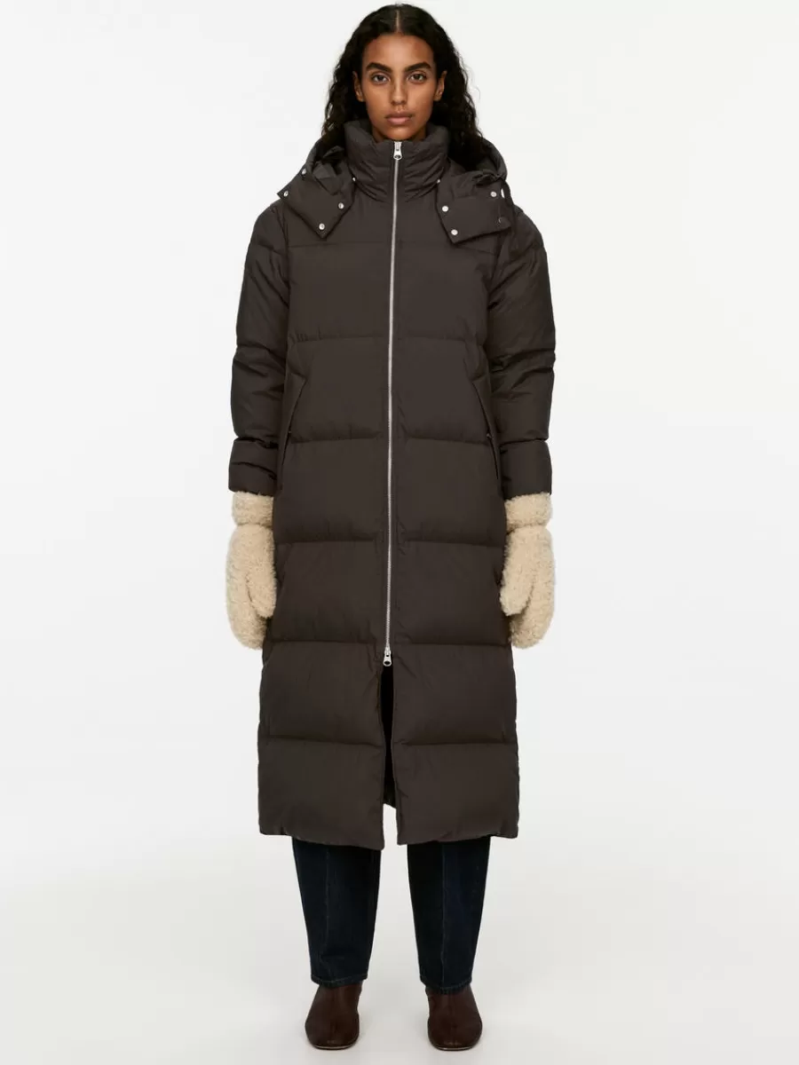 Online ARKET Upcycled Down Long Coat Dark Brown