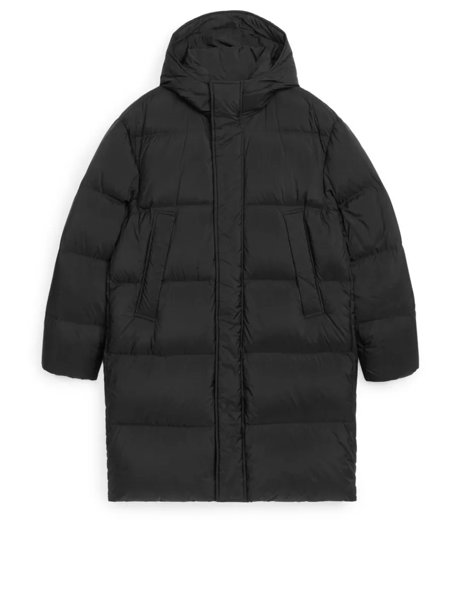Discount ARKET Upcycled Down Long Jacket Black