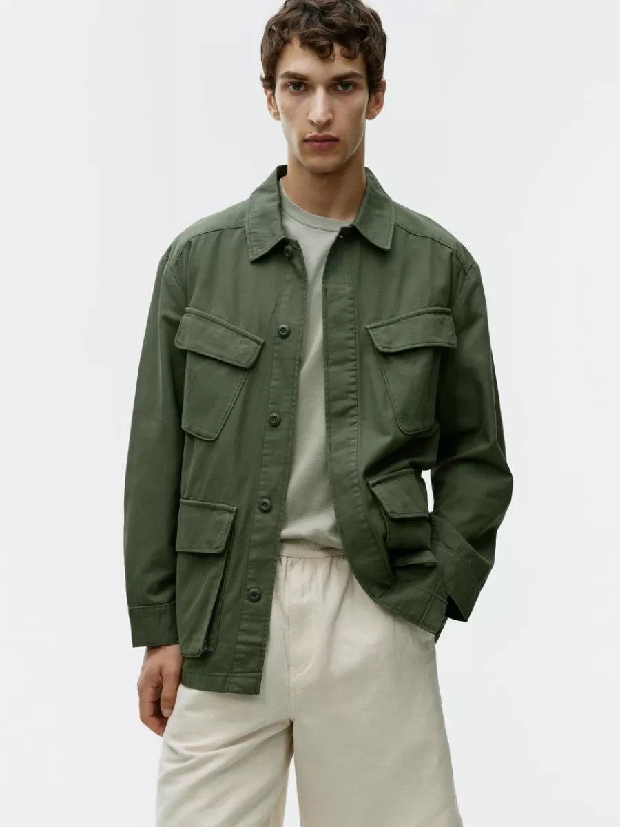 New ARKET Utility Overshirt Dark Green