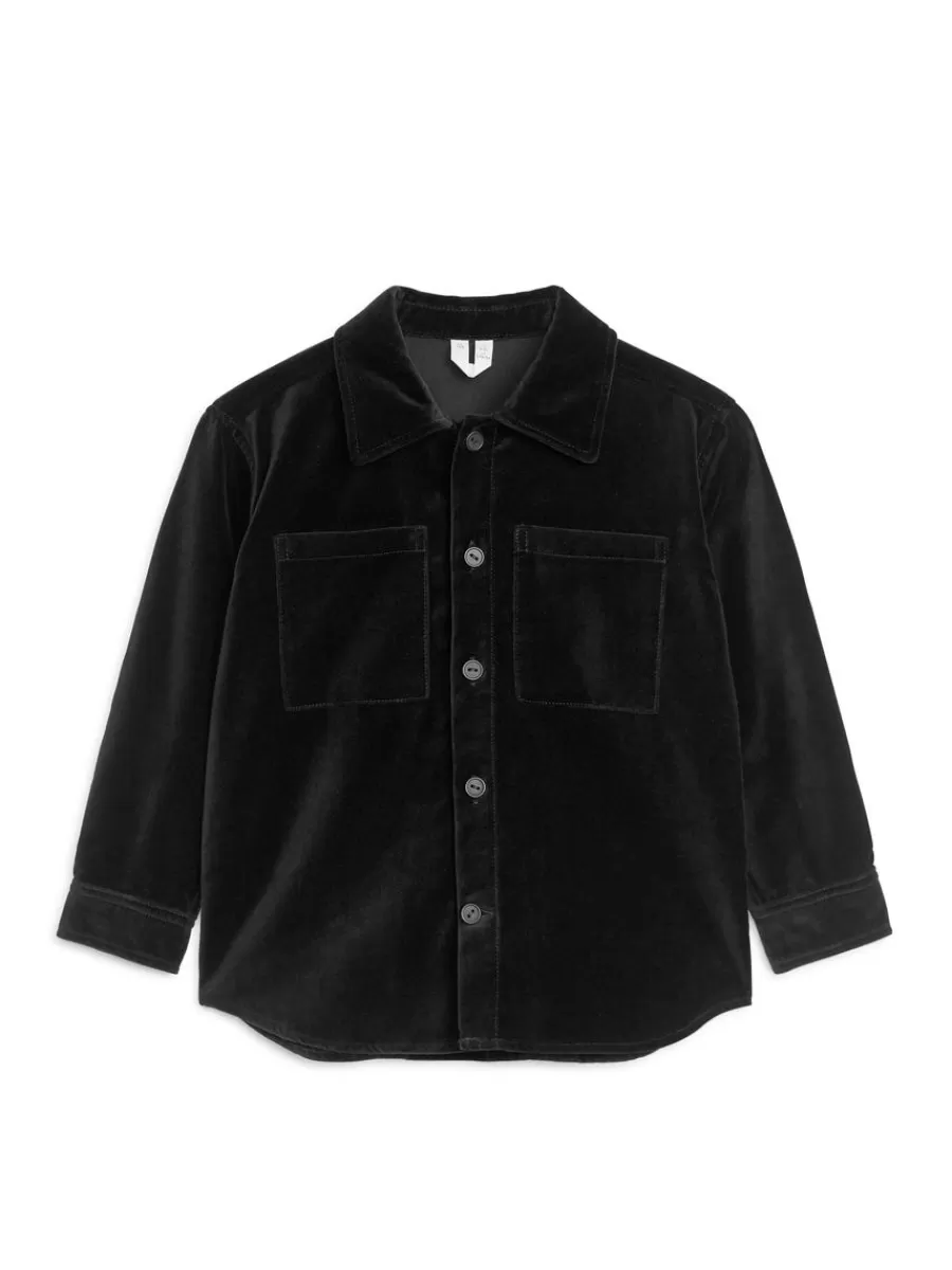 Fashion ARKET Velvet Overshirt Black