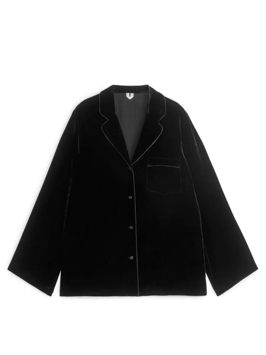 Outlet ARKET Velvet Shirt Black