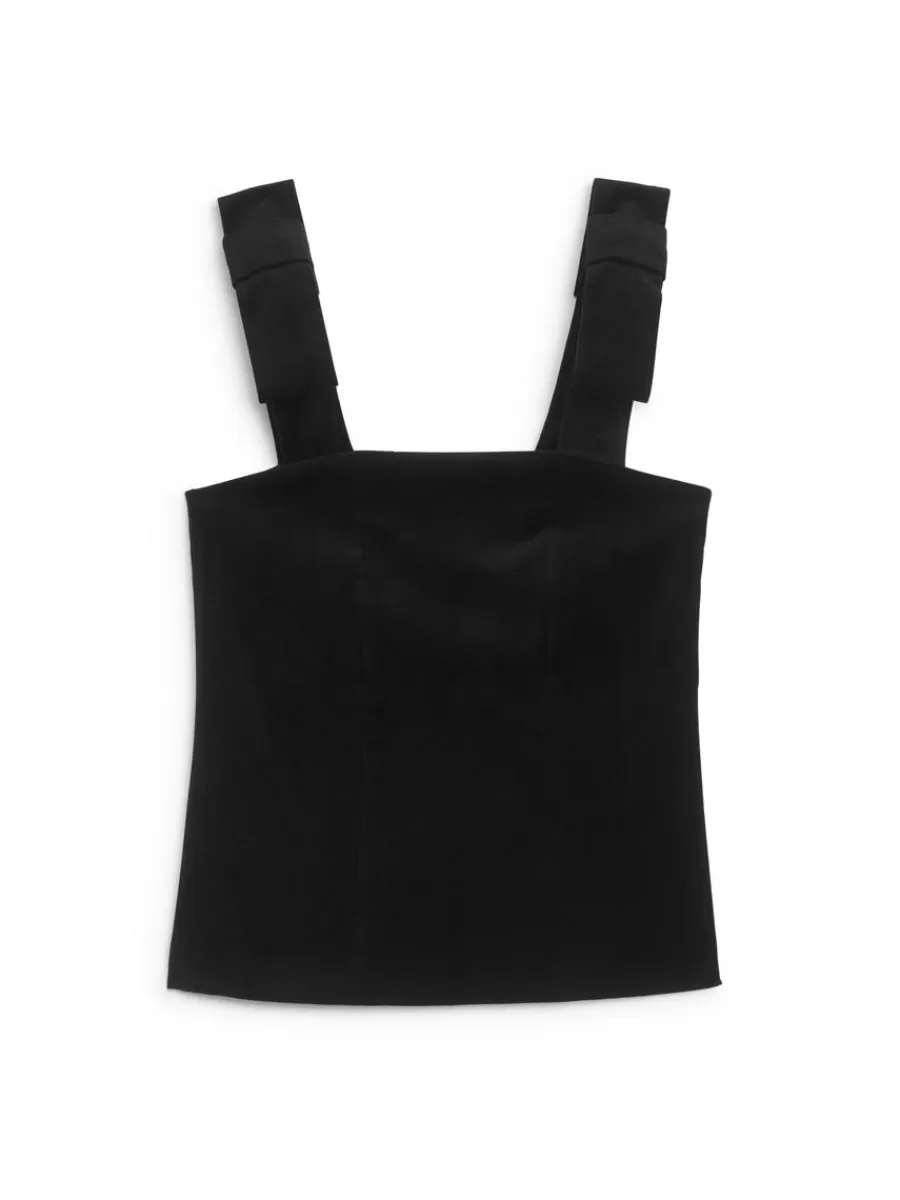 Flash Sale ARKET Velvet Strap Top Black