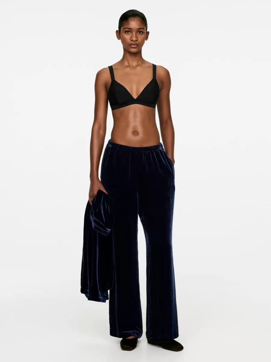 Cheap ARKET Velvet Trousers Dark Blue