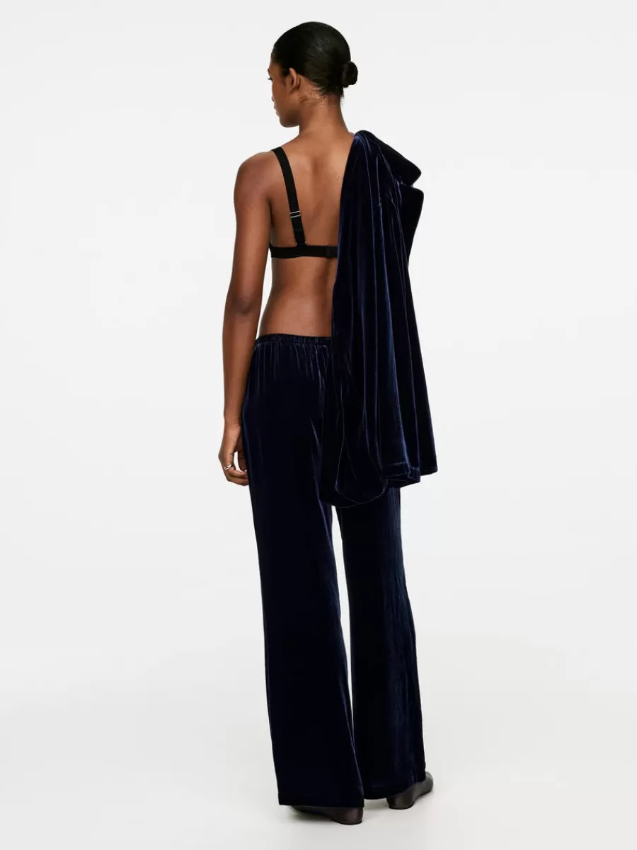 Cheap ARKET Velvet Trousers Dark Blue