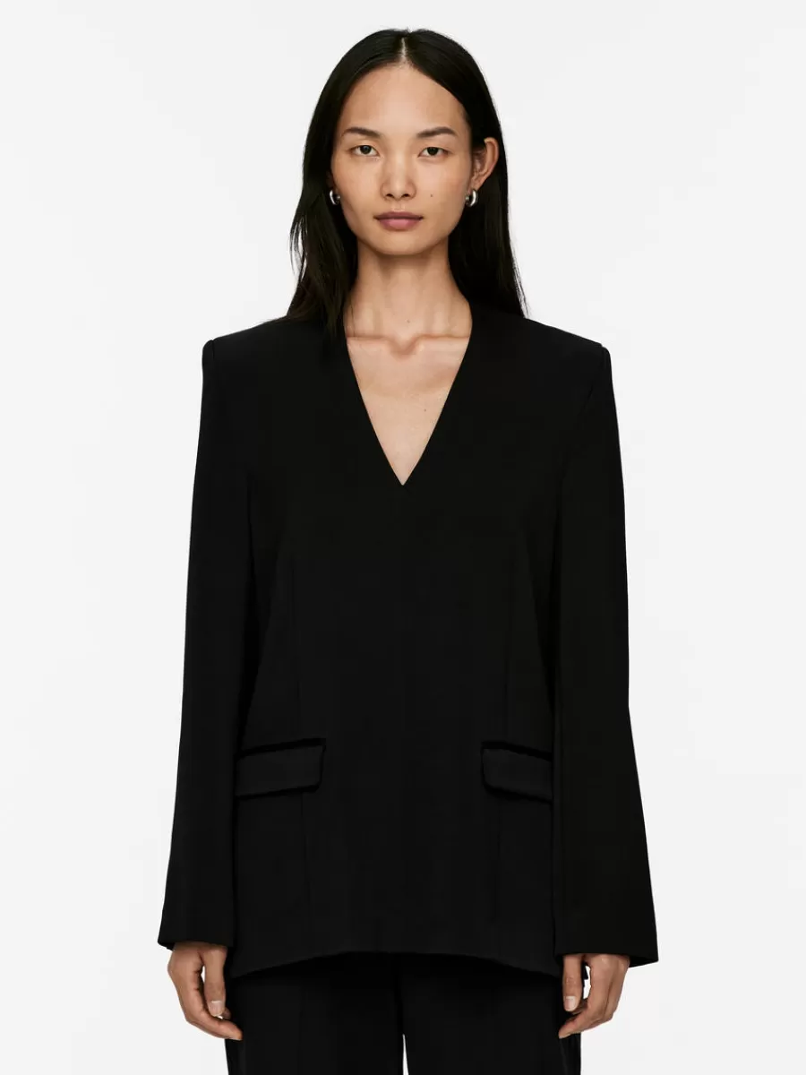 Hot ARKET V-Neck Blazer Top Black
