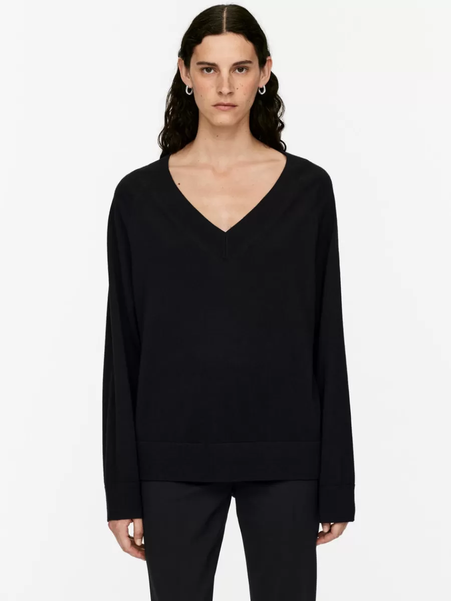 Store ARKET V-Neck Merino Jumper Black