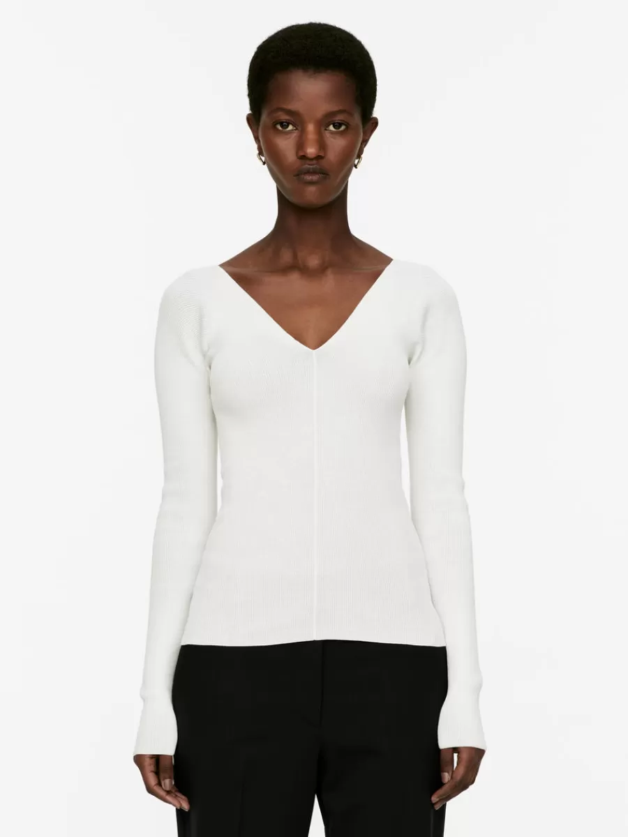Outlet ARKET V-Neck Rib Top White