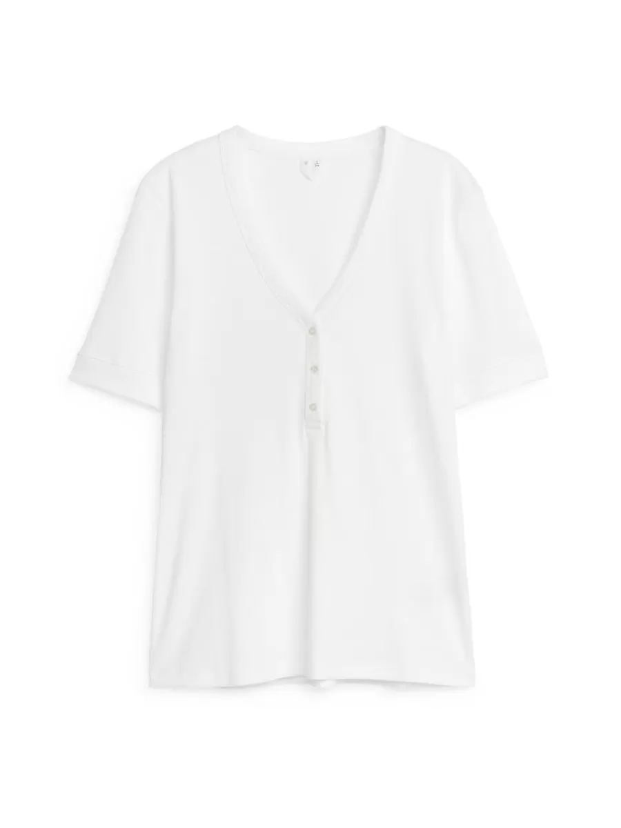 Cheap ARKET V-Neck Rib Top White