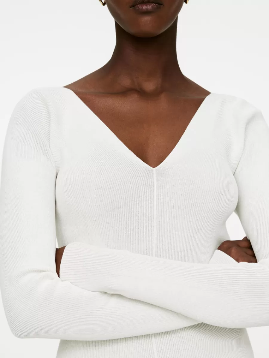 Outlet ARKET V-Neck Rib Top White