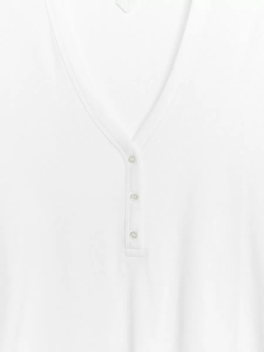 Cheap ARKET V-Neck Rib Top White