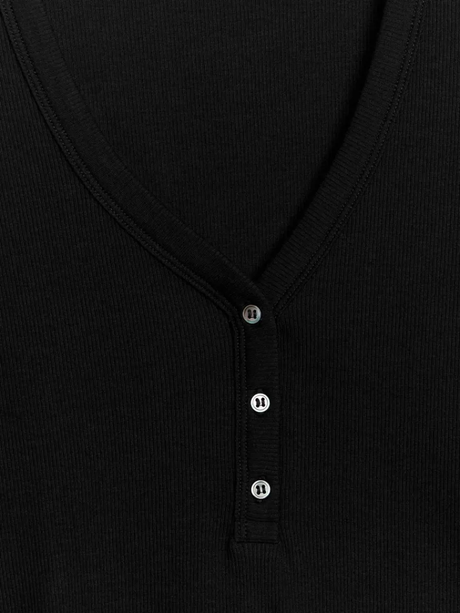 Shop ARKET V-Neck Rib Top Black