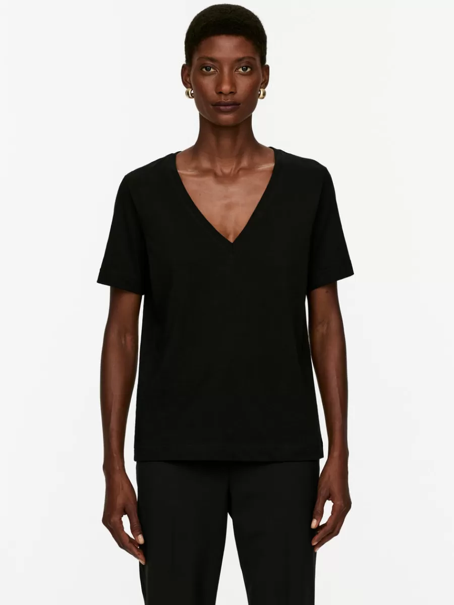 Hot ARKET V-Neck T-Shirt Black