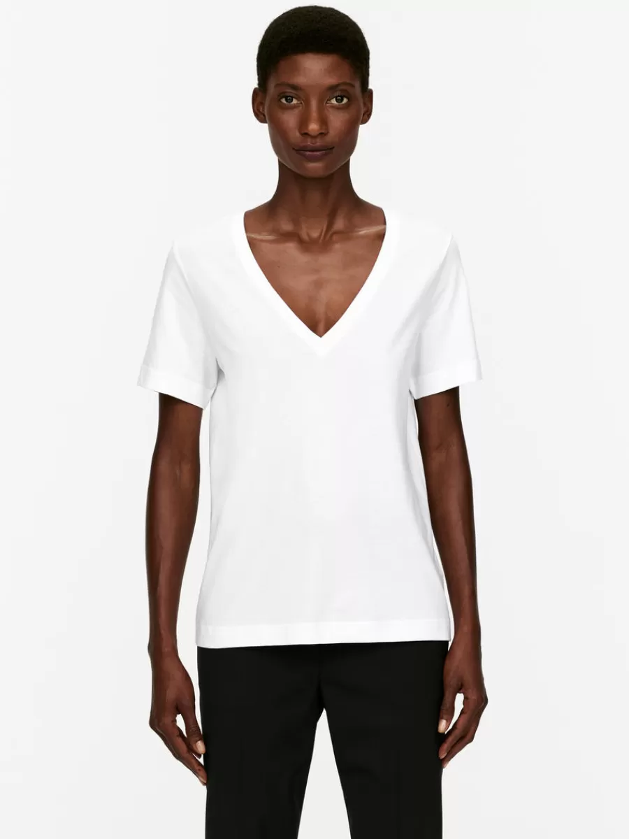 Outlet ARKET V-Neck T-Shirt White